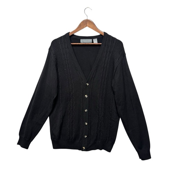 Vtg Oscar De La Renta Mens Sweater Cardigan Size L Button Long Sleeve Cable Knit - Picture 2 of 13